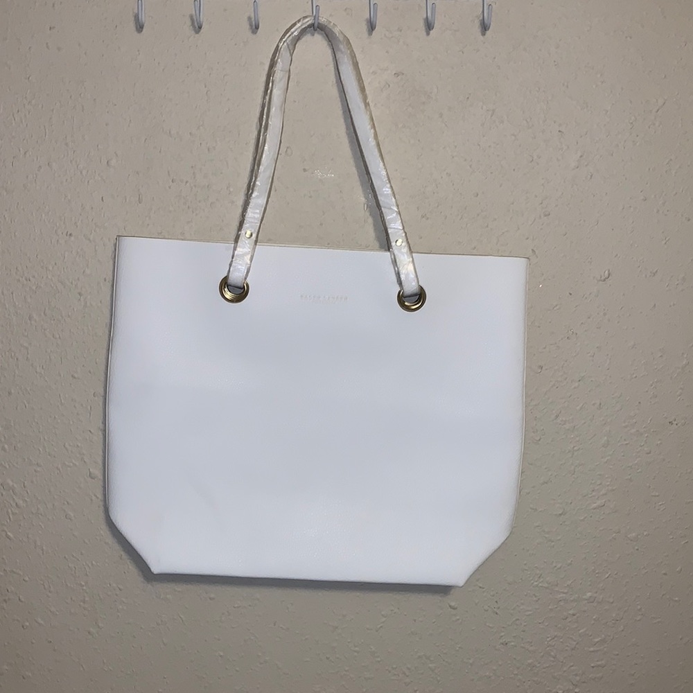Ralph Lauren White Tote Bag with Gold Hardware